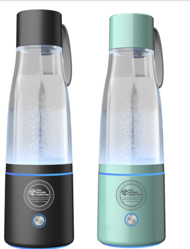 Two Hydrogen Water Generator Bottles, one black and one green, with a transparent central portion showing the water and the electrolysis process inside. Hydrogen Water Generator Bottle.
Well Building Connection allows you to experience the next level of hydration with the Hydrogen Water Generator Bottle, designed to infuse your drinking water with molecular hydrogen, a powerful antioxidant known for its health-boosting benefits. This innovative bottle transforms ordinary water into hydrogen-rich water.