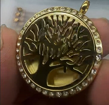 Tree of Life Stainless Steel Aroma Therapy Essential Oil Diffuser Pendant