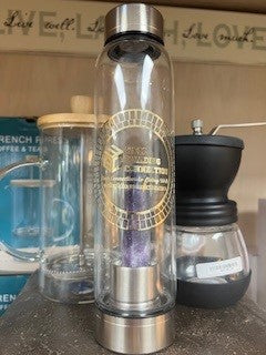 Well - Crystal Gem Infused 500ml Glass Water Bottle
