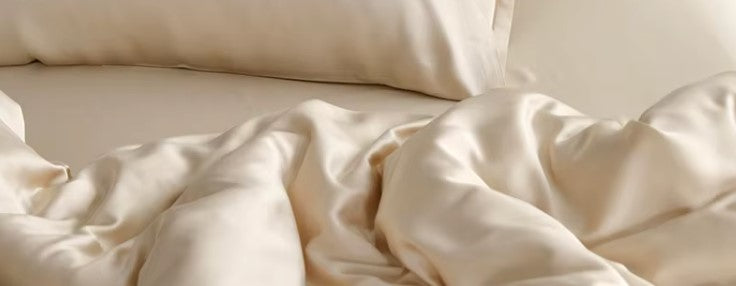 Organic Viscose Bamboo Bedding Sheets Set displayed on a bed, eco-friendly, luxurious, breathable, and soft. Well Building Connection Luxurious Bed Sheets