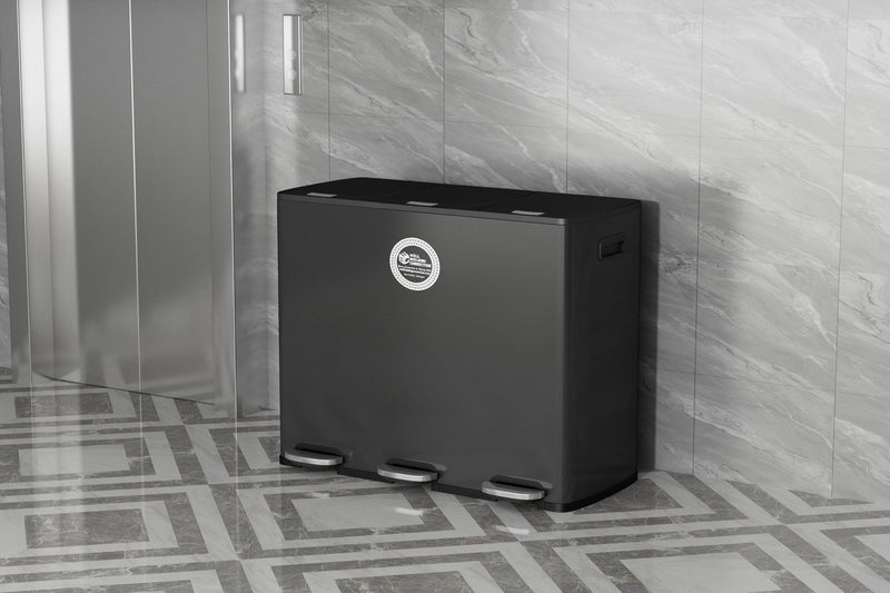 Wastebasket - Handsfree, Closed Lid, Three Sorting Compartments 60L and Single Handsfree Wastebasket